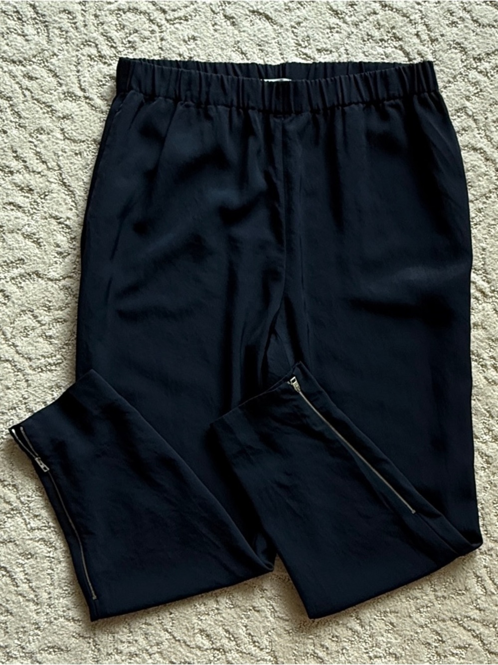 Everlane The Japanese GoWeave Ankle Zip Women’s 12 Navy Elastic Stretch Waist